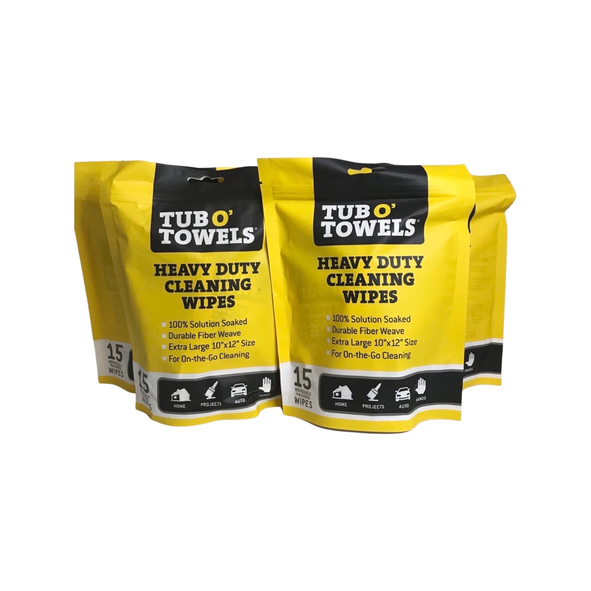 Tub O' Towels TW0115 4 Pack Heavy Duty MultiSurface Cleaning Wipes