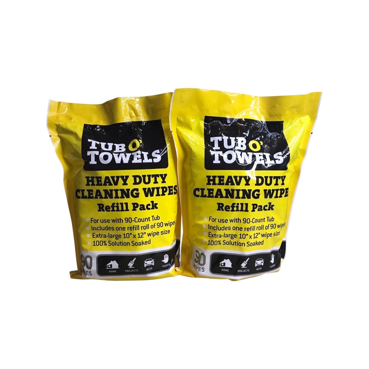 Tub O' Towels TW90-P - 2 Pack Heavy Duty Extra Large 10" x 12" Cleaning Wipes Refill