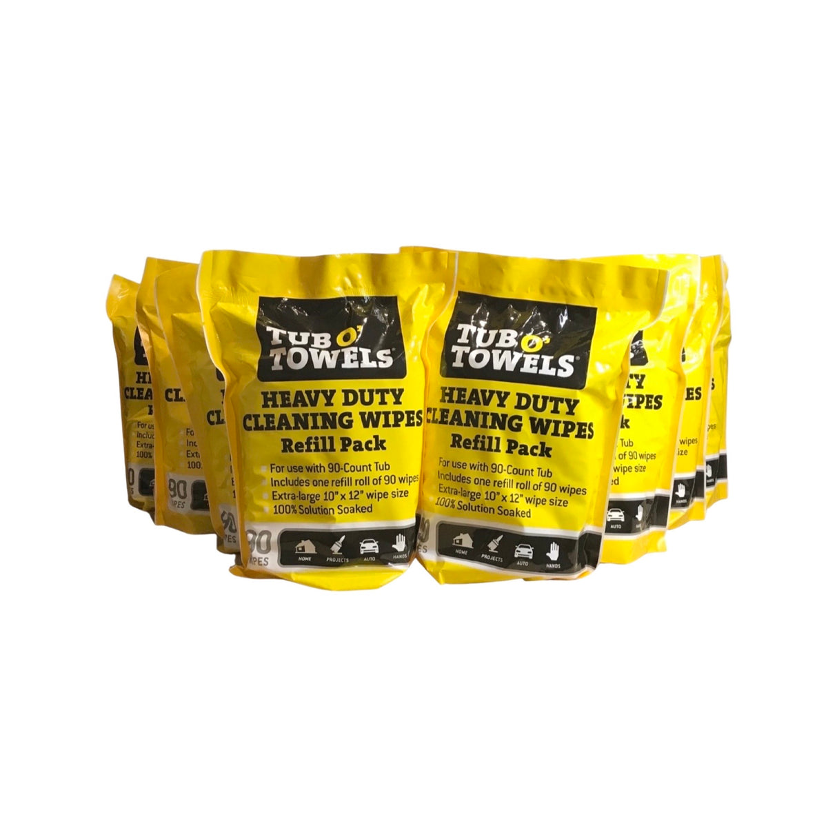 Tub O' Towels TW90-P - 8 Pack Heavy Duty Extra Large 10" x 12" Cleaning Wipes Refill