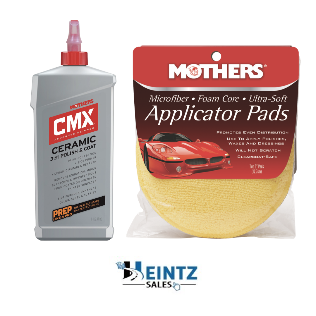 Mother's 01716/156500 CMX Ceramic 3-in-1 Polish & Coat and Mother's Microfiber Foam Core Applicator Pads