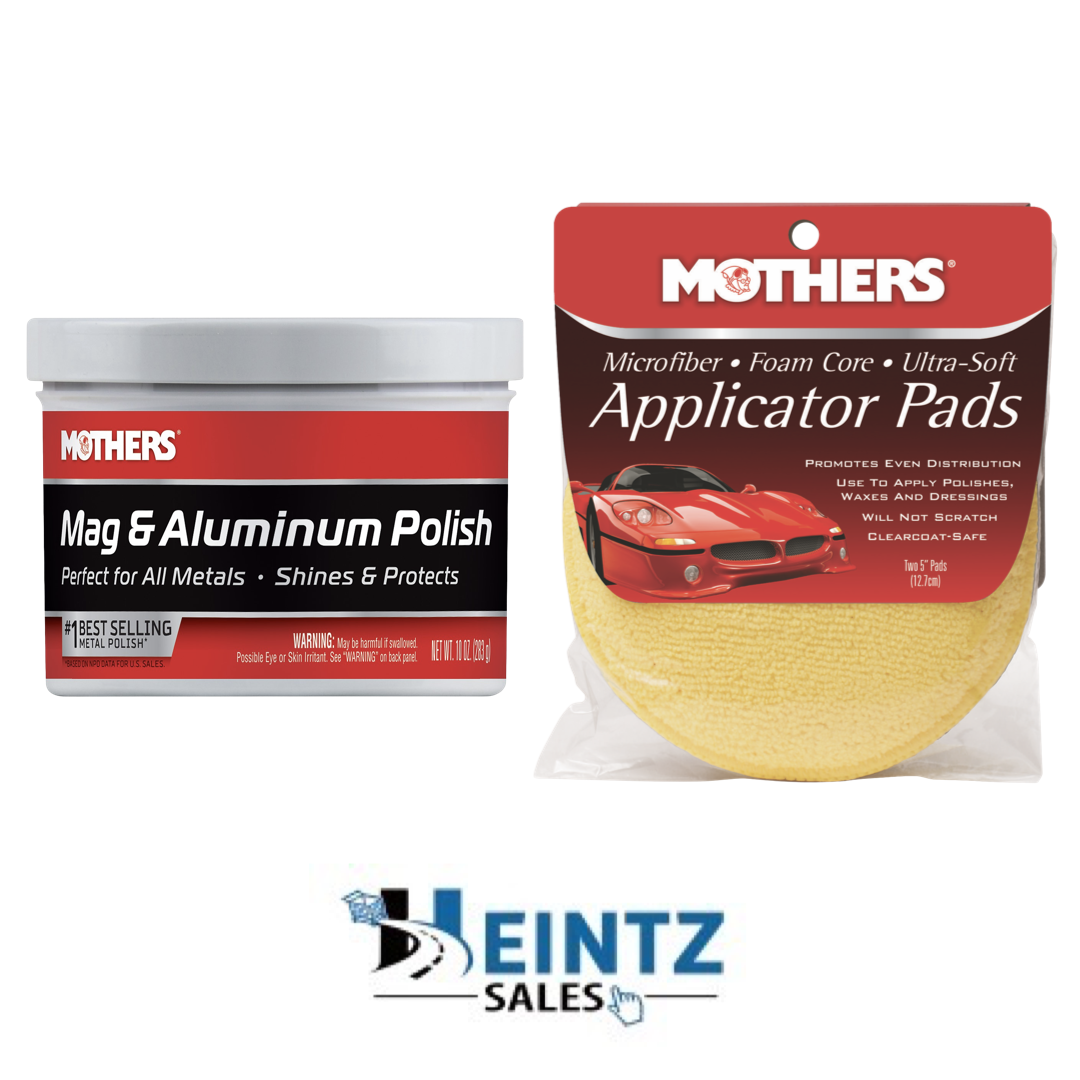 MOTHERS 05101/156500 -Mag & Aluminum Polish Shines, Waxes W/ Applicator Pads