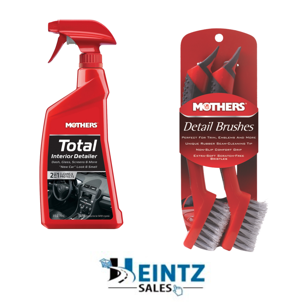 Mothers 05434 + 156200 Total Interior Detailer W/ Scratch Free Detail Brushes