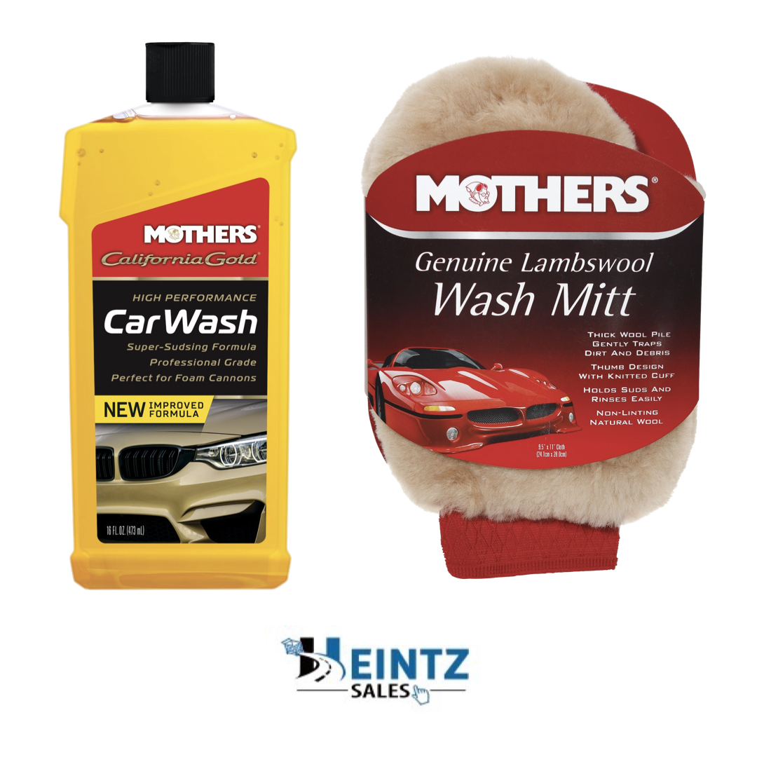 MOTHERS 05600 + 156300 California Gold Car Wash W/ Genuine Lambs Wool Wash Mitt