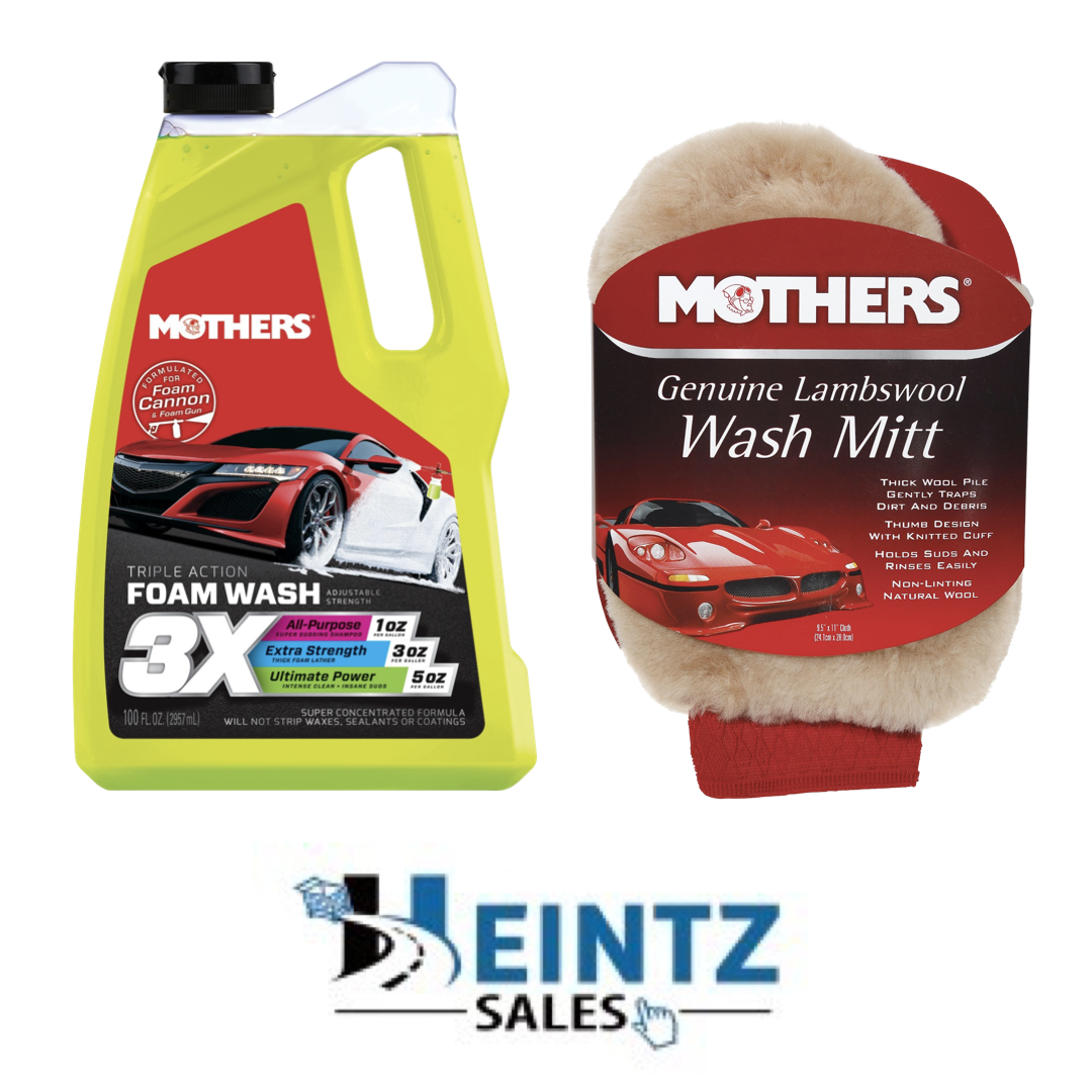 Mothers 05610 + 156300 Triple Action Foam Wash 100 FL.oz W/ Lambswool Wash Mitt