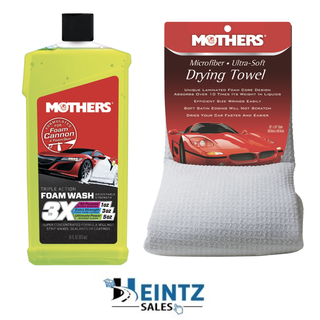 Mothers 05616 + 155300 Triple Action Foam Car Wash W/ Microfiber Drying Towel
