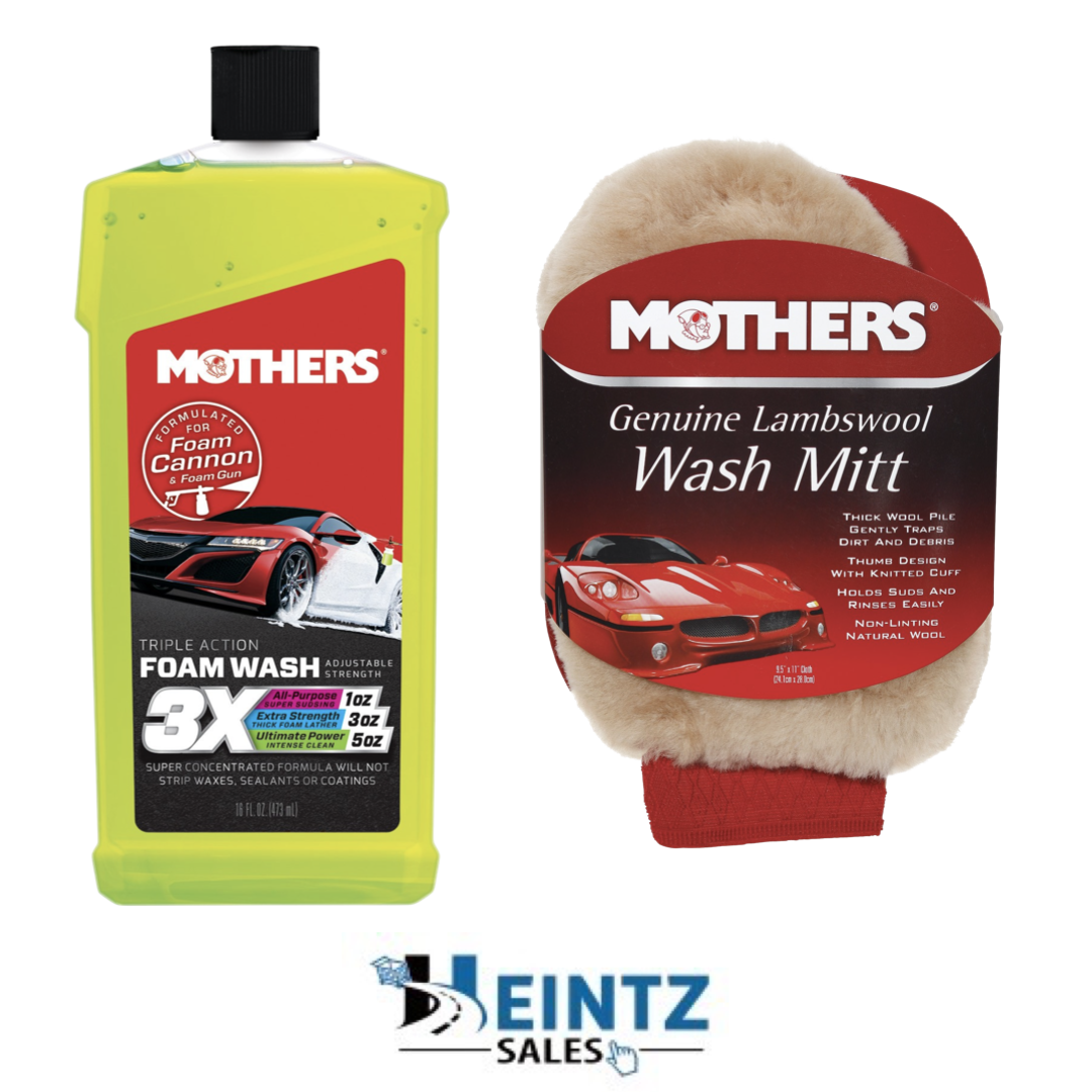 Mothers 05616+156300 Triple Action Foam Car Wash W/ Premium Lambs Wool Wash Mitt