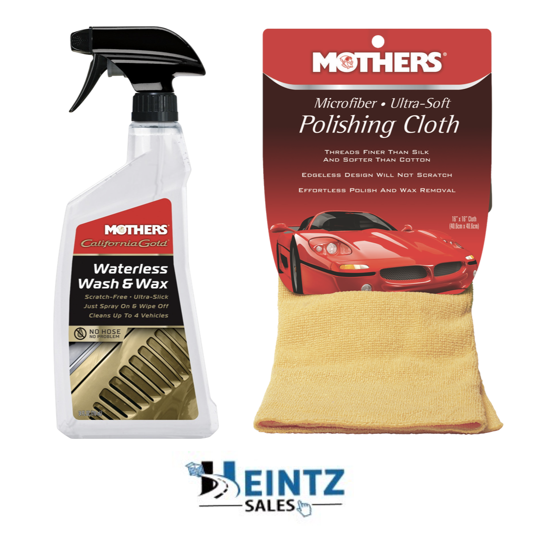 MOTHERS 05644 + 155200 California Gold Waterless Wash & Wax W/ Polishing Cloth