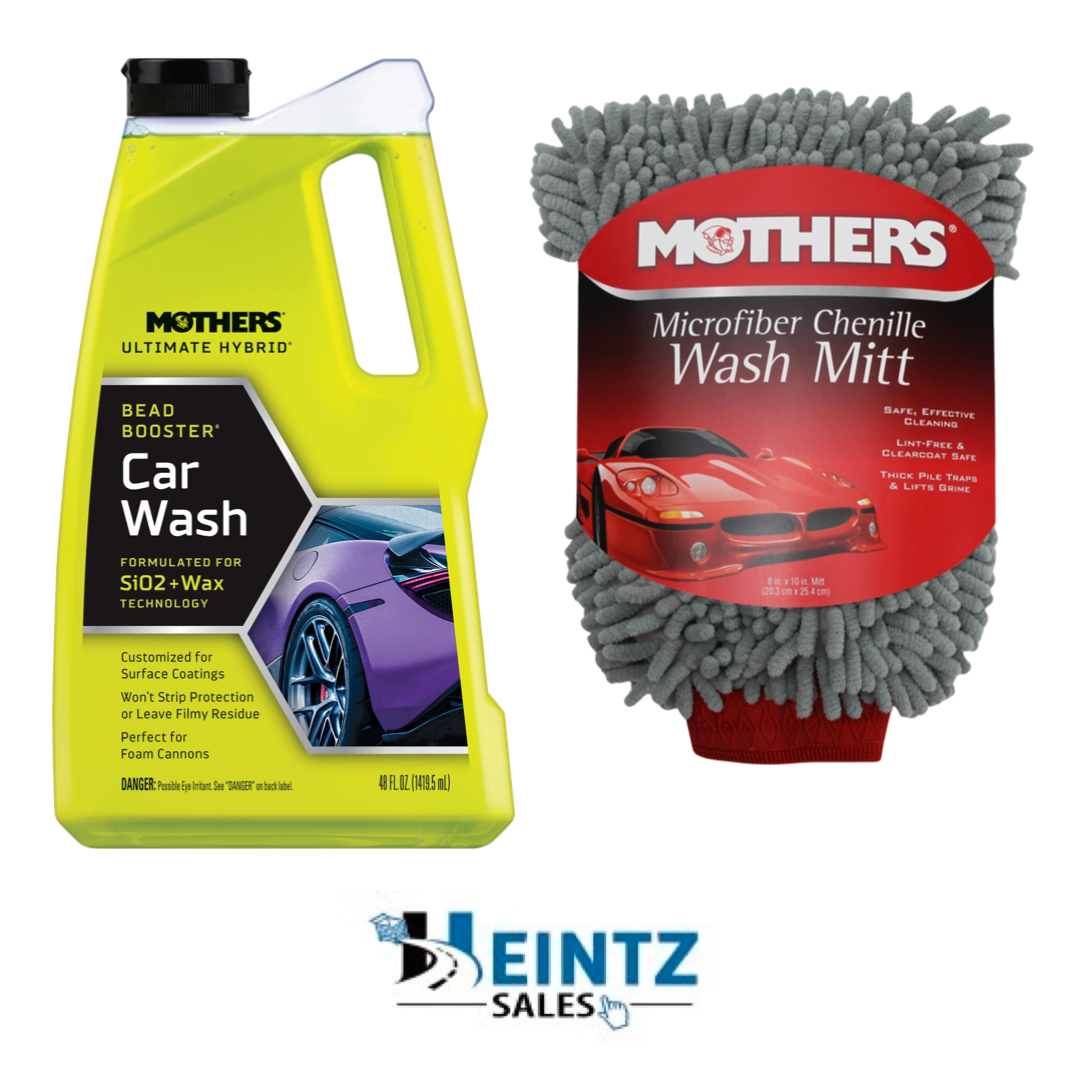 Mothers 05668 + 156400 Ultimate Hybrid Car Wash W/Genuine Chenille Wash Mitts