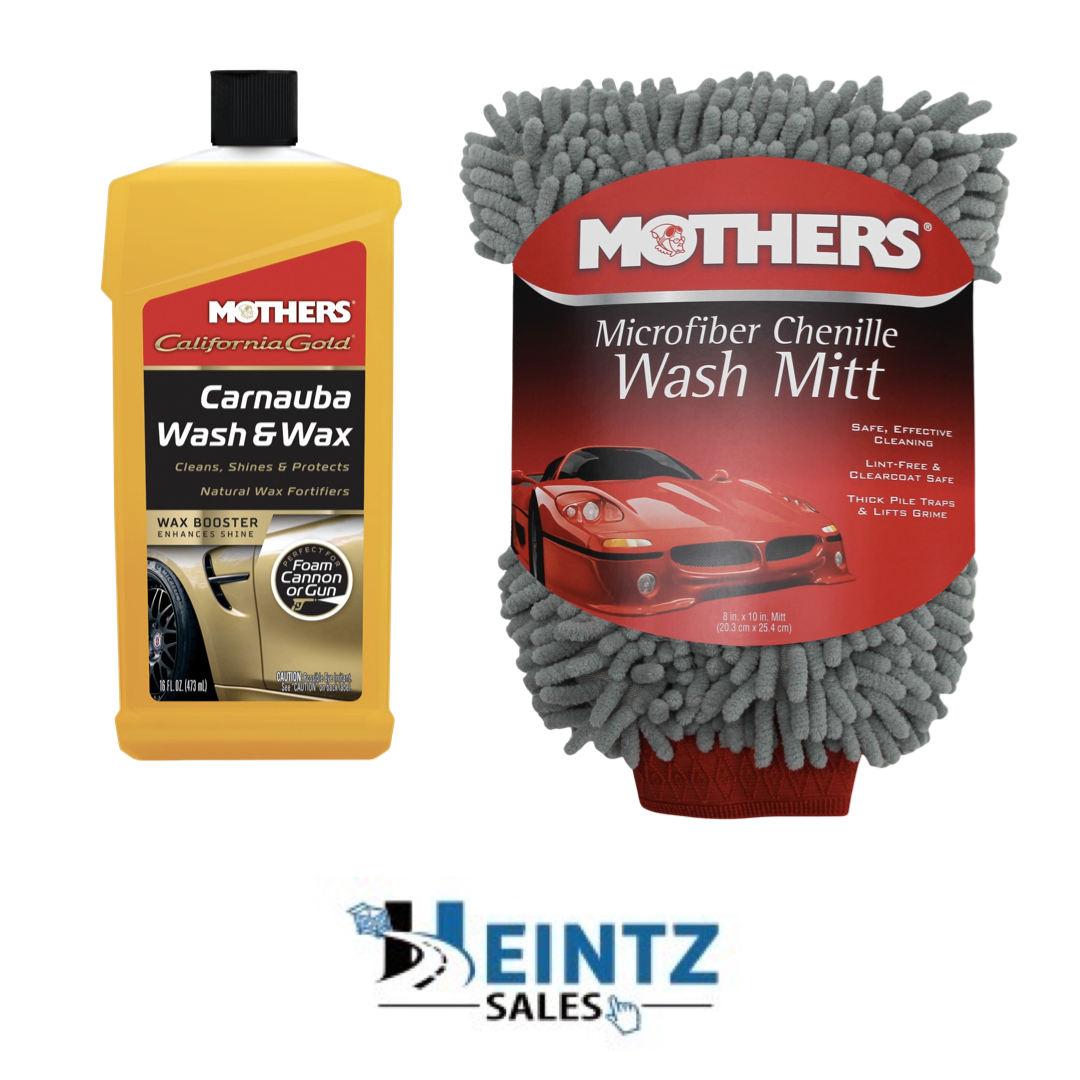 MOTHERS 05676+156400 California Gold Carnauba Wash&Wax 16oz + Chenille Wash Mitt