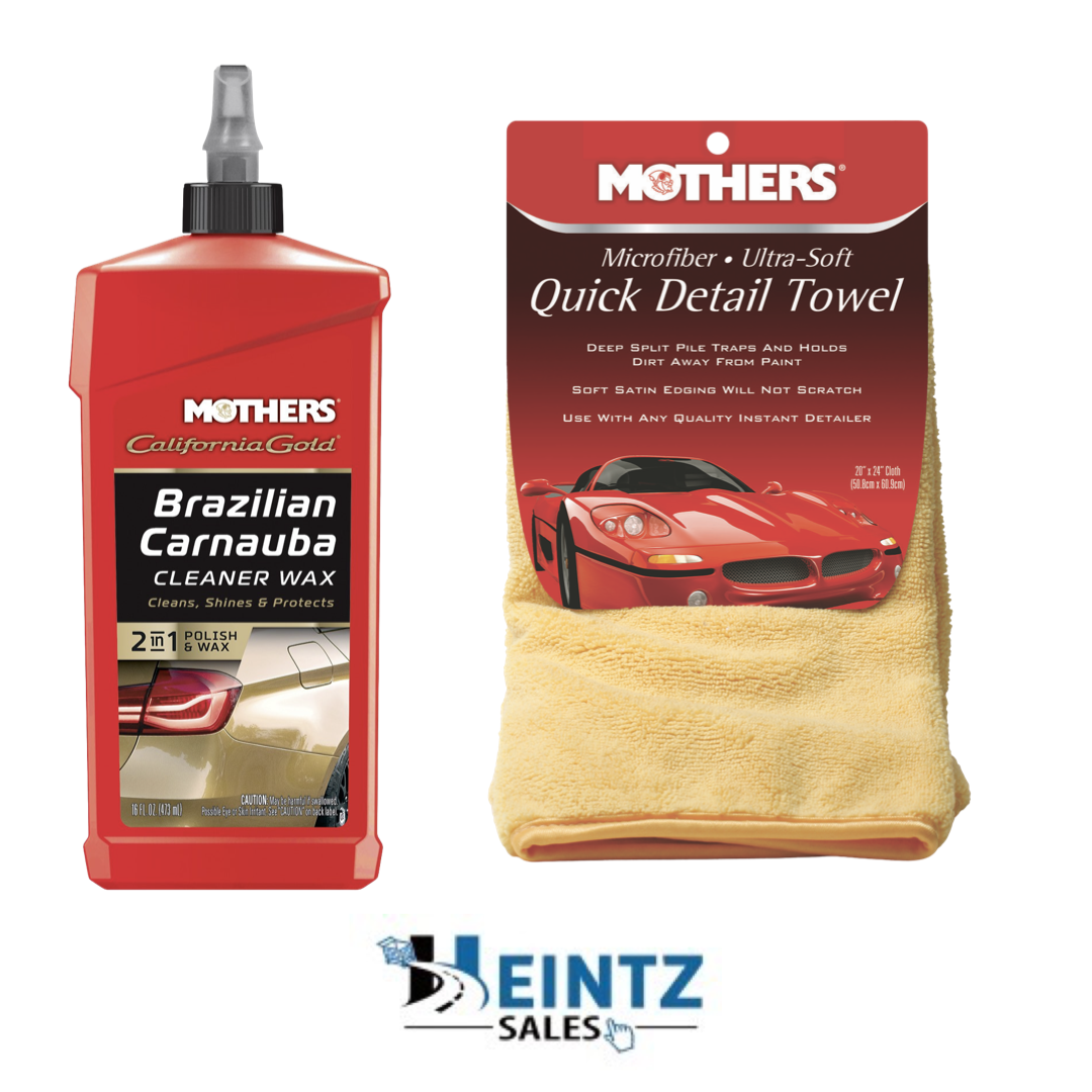 MOTHERS 05701 + 155600 Brazilian Carnauba Cleaner Wax /W Quick Detail Towel