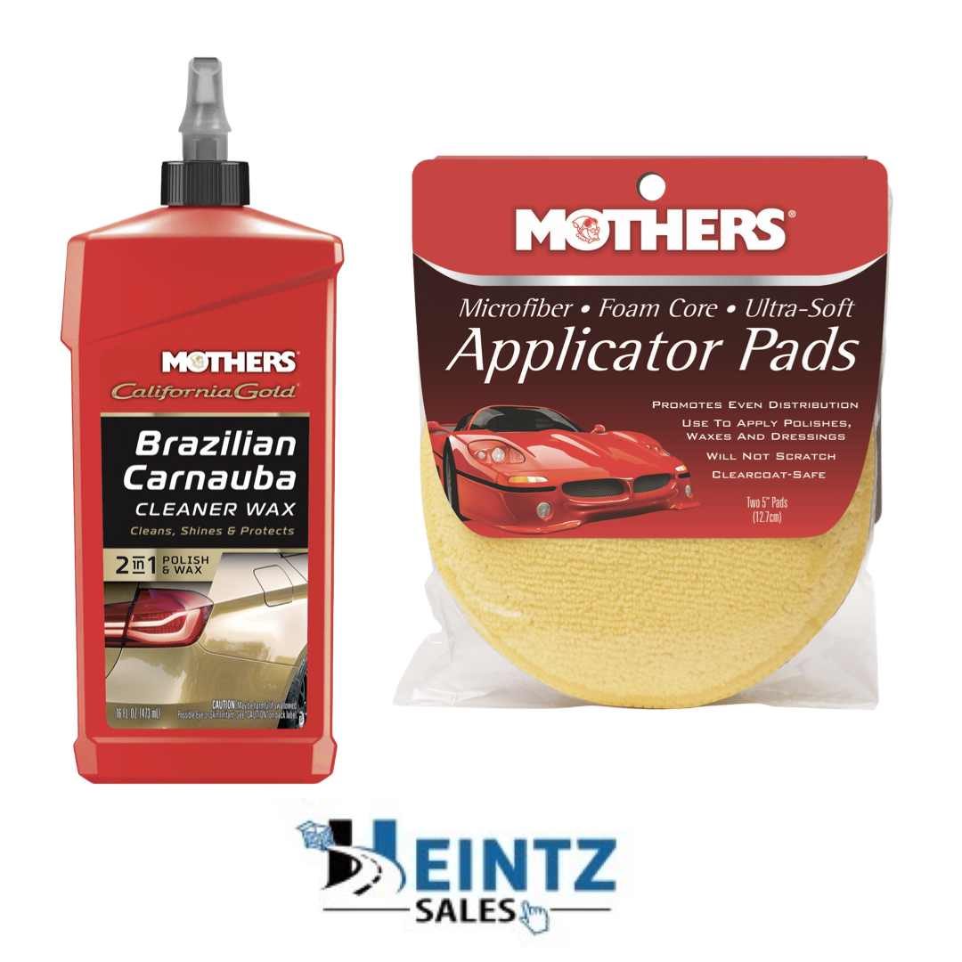 MOTHERS 05701 + 156500 Brazilian Carnauba Cleaner Wax /W Applicator pads