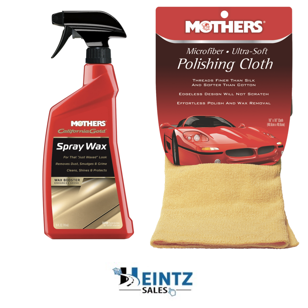 MOTHERS 05724 + 155200 California Gold Spray Wax 24oz /W Polishing Cloth