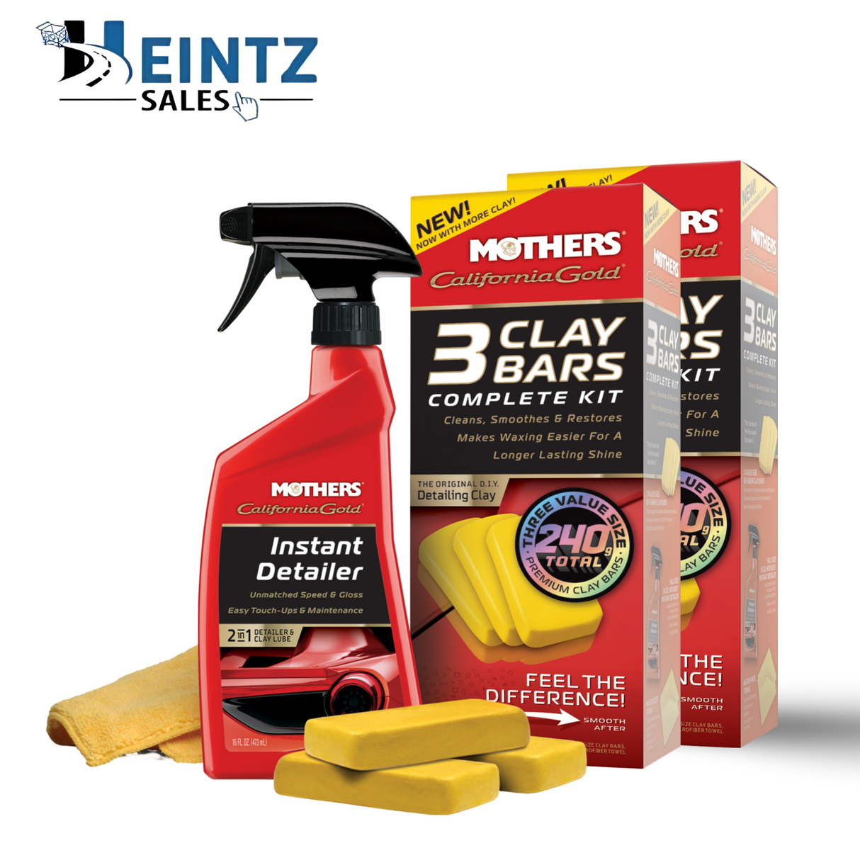 MOTHERS 07240 California Gold Clay Kit 2 PACK - Smoothes & Restores - 2-100g Clay Bars