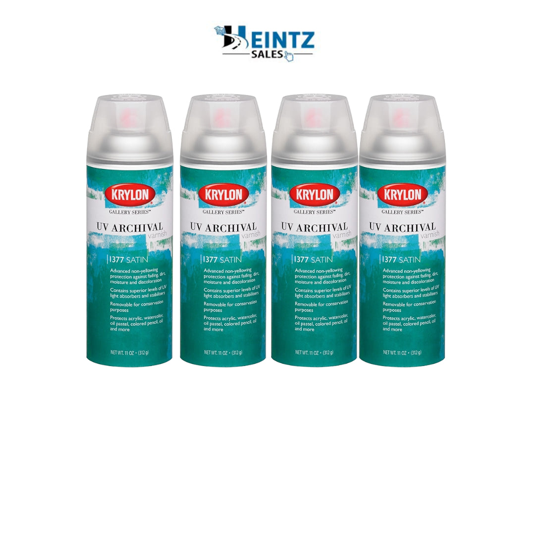 Krylon 1377 - 4 Pack UV Archival Varnish Satin 11 oz Non Yellowing Protection Spray