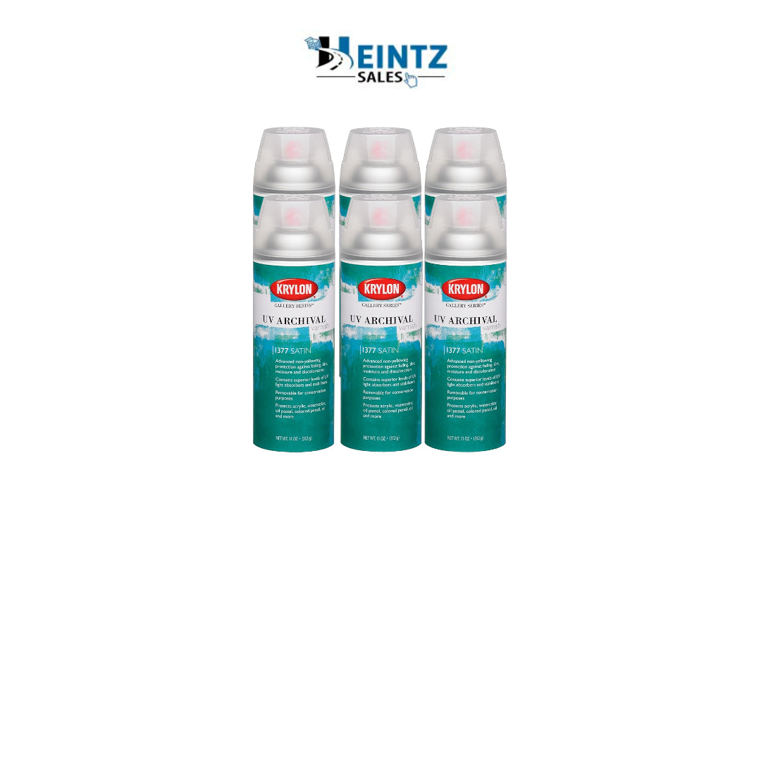 Krylon 1377 - 6pk UV Archival Varnish Satin 11 oz Non Yellowing Protection Spray