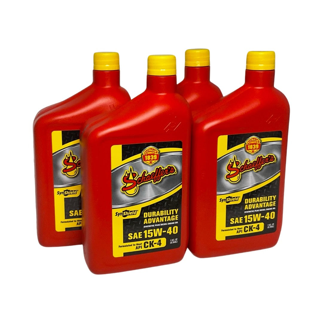 Schaeffer's 0700-012 - 4 Pack SynShield Durability Advantage 15W-40 Diesel Engine Oil - 1 qt. ea.