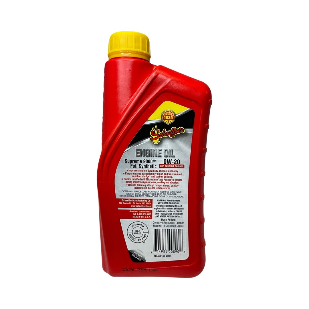 Schaeffer's 9005 Supreme 9000™ Full Synthetic Engine Oil 0W-20 - 1 qt.