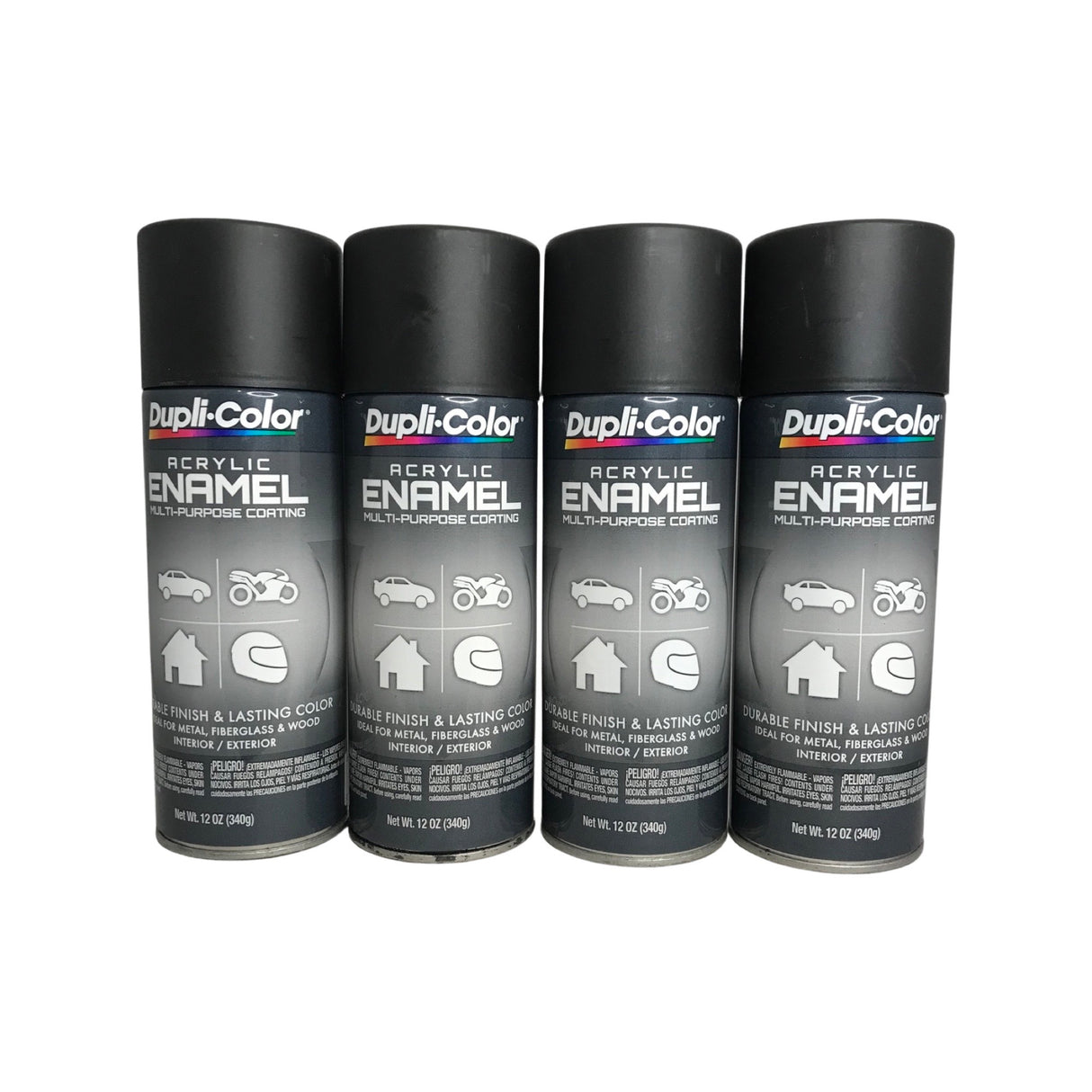 Dupli-Color DA1603 - 4 Pack Semi-Gloss Black Multi-Purpose Acrylic Enamel Paint - 12 oz. ea.