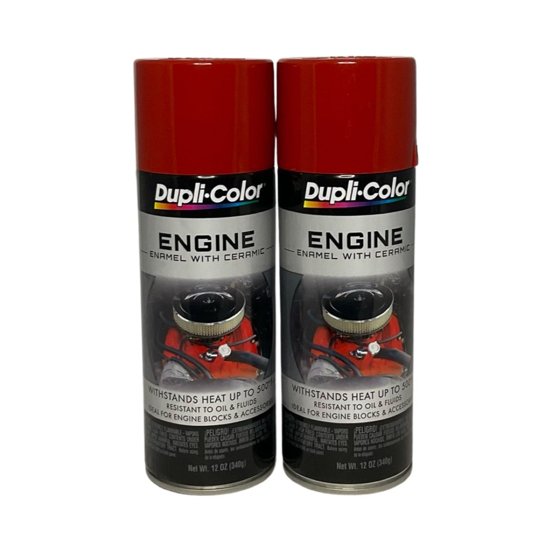 Duplicolor DE1605 - 2 Pack Ford Red Engine Enamel Paint With Ceramic - 12 oz. ea.