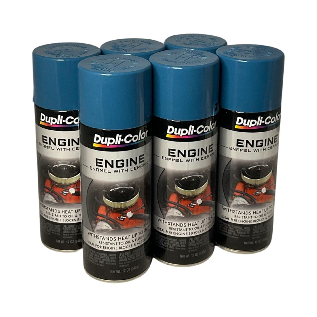 Duplicolor DE1608 - 6 Pack GM Blue Engine Enamel Paint With Ceramic - 12 oz. ea.