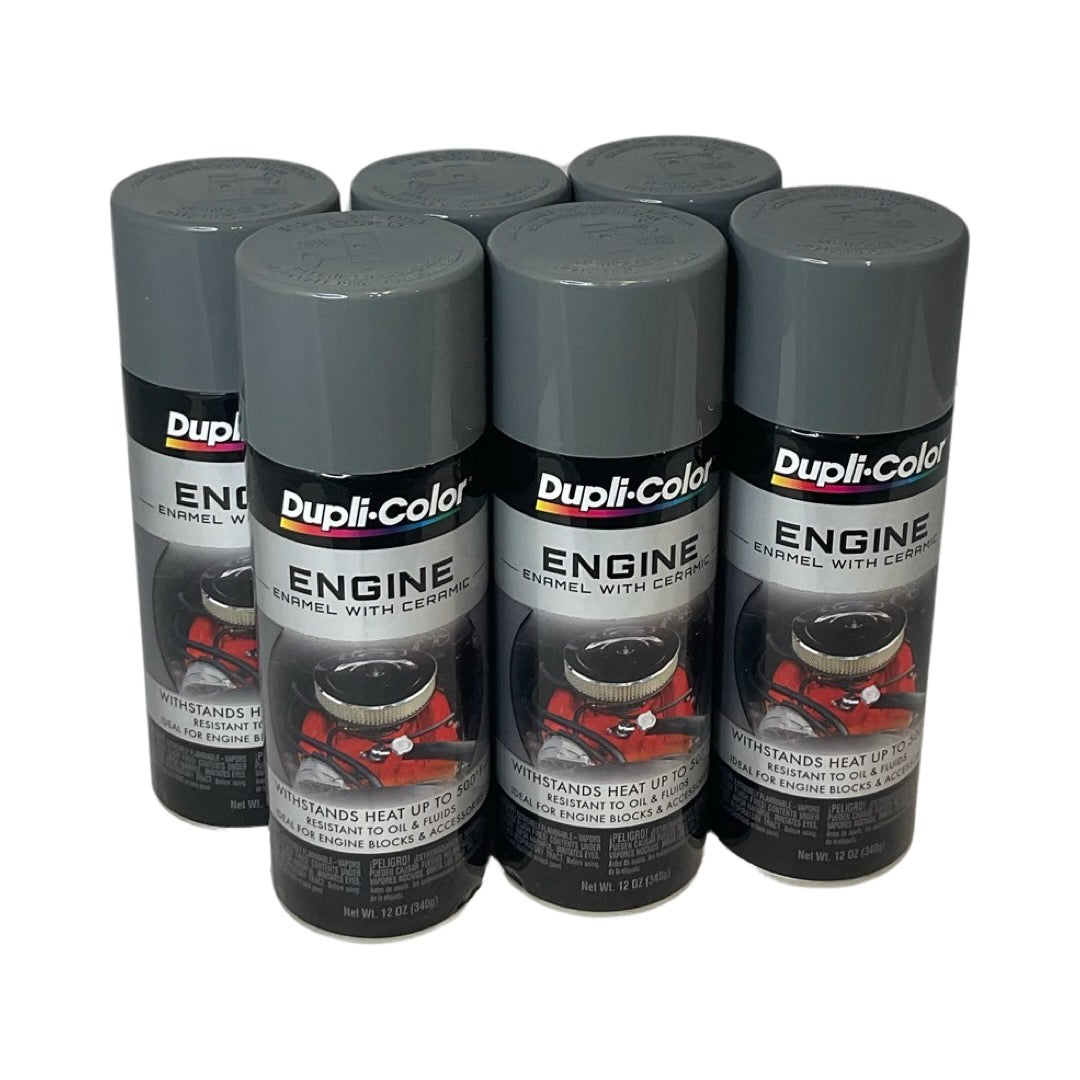 Duplicolor DE1611 - 6 Pack New Ford Gray Engine Enamel Paint with Ceramic - 12 oz. ea.