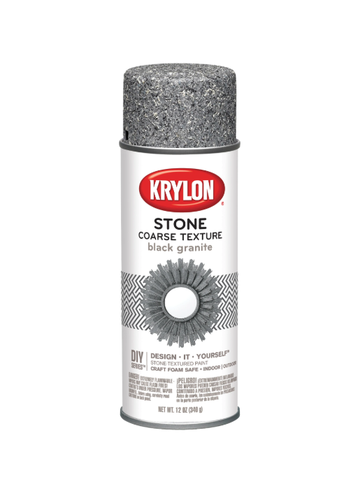 Krylon 18212 Coarse Stone Texture Finish Spray Paint, Obsidian - 12 oz