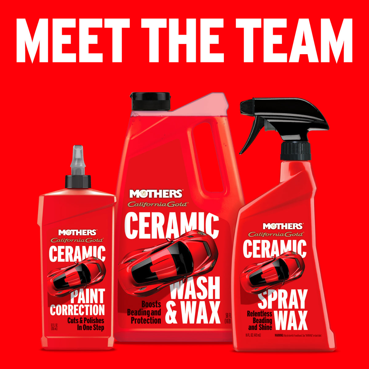 Mothers Ceramic Bundle - 01712/05650/05766 - Ceramic Wash & Wax, Paint Correction, Spray Wax