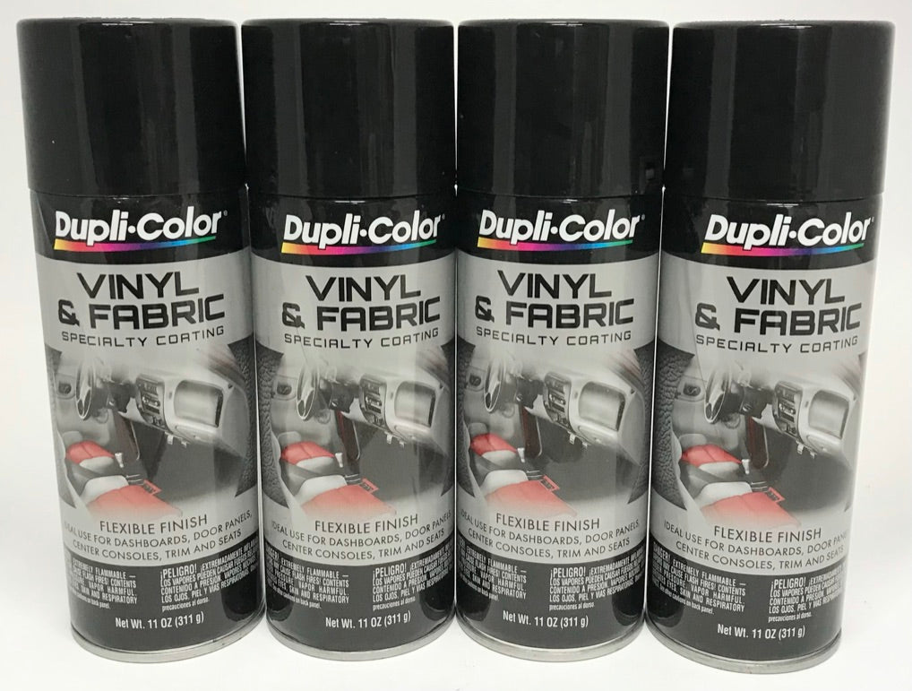 Duplicolor HVP104 - 4 Pack Vinyl & Fabric Spray Paint Gloss Black
