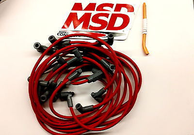 MSD 35609 BB Chevy w/ HEI Tower Cap Spark Plug Wires-Super Conductor 8.5mm-RED
