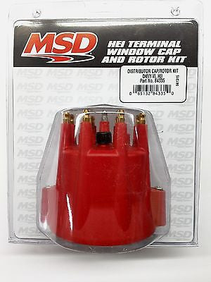 MSD 84335 RED Distributor Cap & Rotor Kit w/ Wire Retainer for Chevy V8 HEI