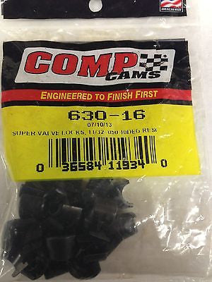 Comp Cams 630-16 Valve Locks-Set of 16- 10 degree-11/32" Steel Resc 1 groove