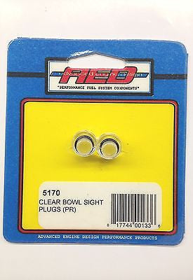 AED 5170 Pair of Clear Fuel Bowl Sight Plugs-Holley Carburetor See Through Plugs