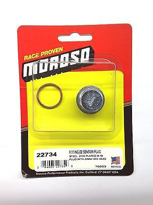 MOROSO 22734 O2 Sensor Plug Fitting-Steel-Zinc Plated M-18 plug-23mm Hex Head