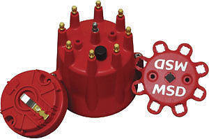 MSD 84335 RED Distributor Cap & Rotor Kit w/ Wire Retainer for Chevy V8 HEI