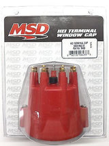 MSD 8433 RED Distributor Cap w/ Wire Retainer for Chevy V8 HEI-Brass Terminals