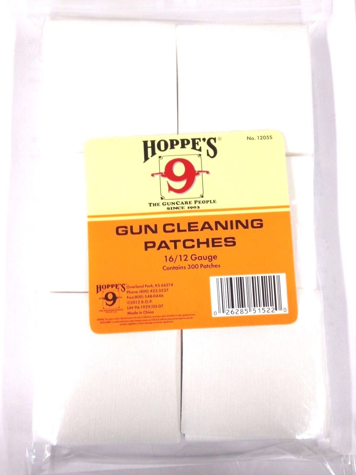 Hoppe's No. 9 Gun Cleaning Patches for 16-Guage/12-Guage (300 Pack)