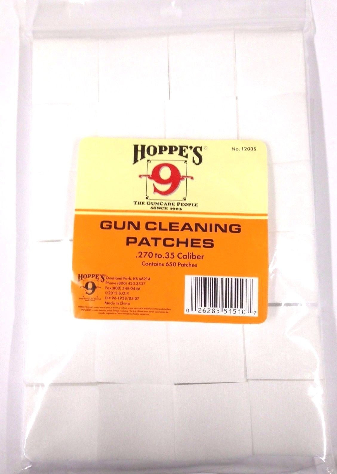Hoppe's No. 9 Gun Cleaning Patches for .270-.35 Caliber (650 Pack)