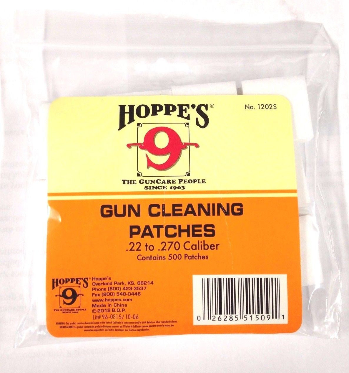 Hoppe's No. 9 Gun Cleaning Patches for .22-.270 Caliber (500 Pack)
