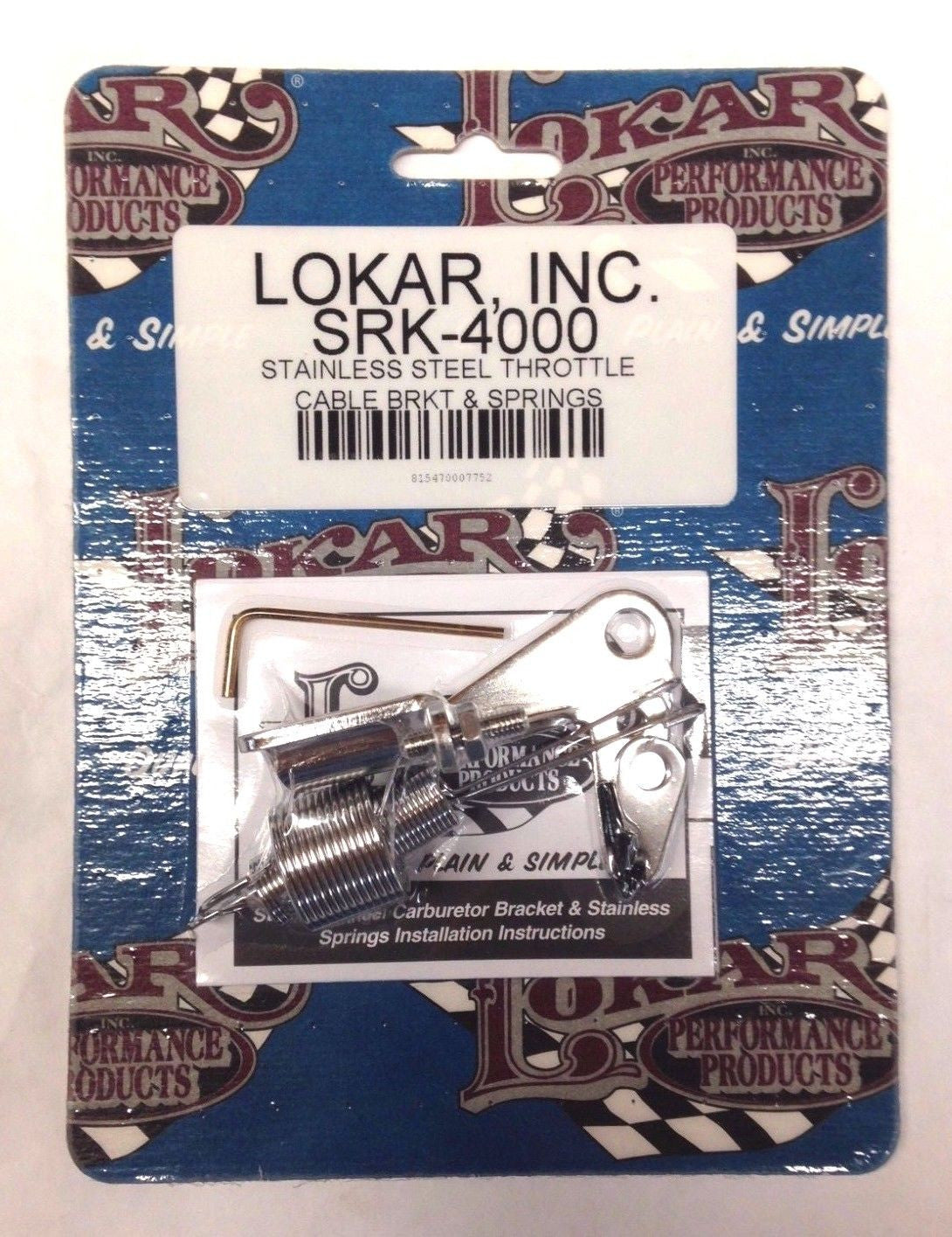 Lokar SRK-4000 Stainless Steel Carburetor  Bracket & Return Springs