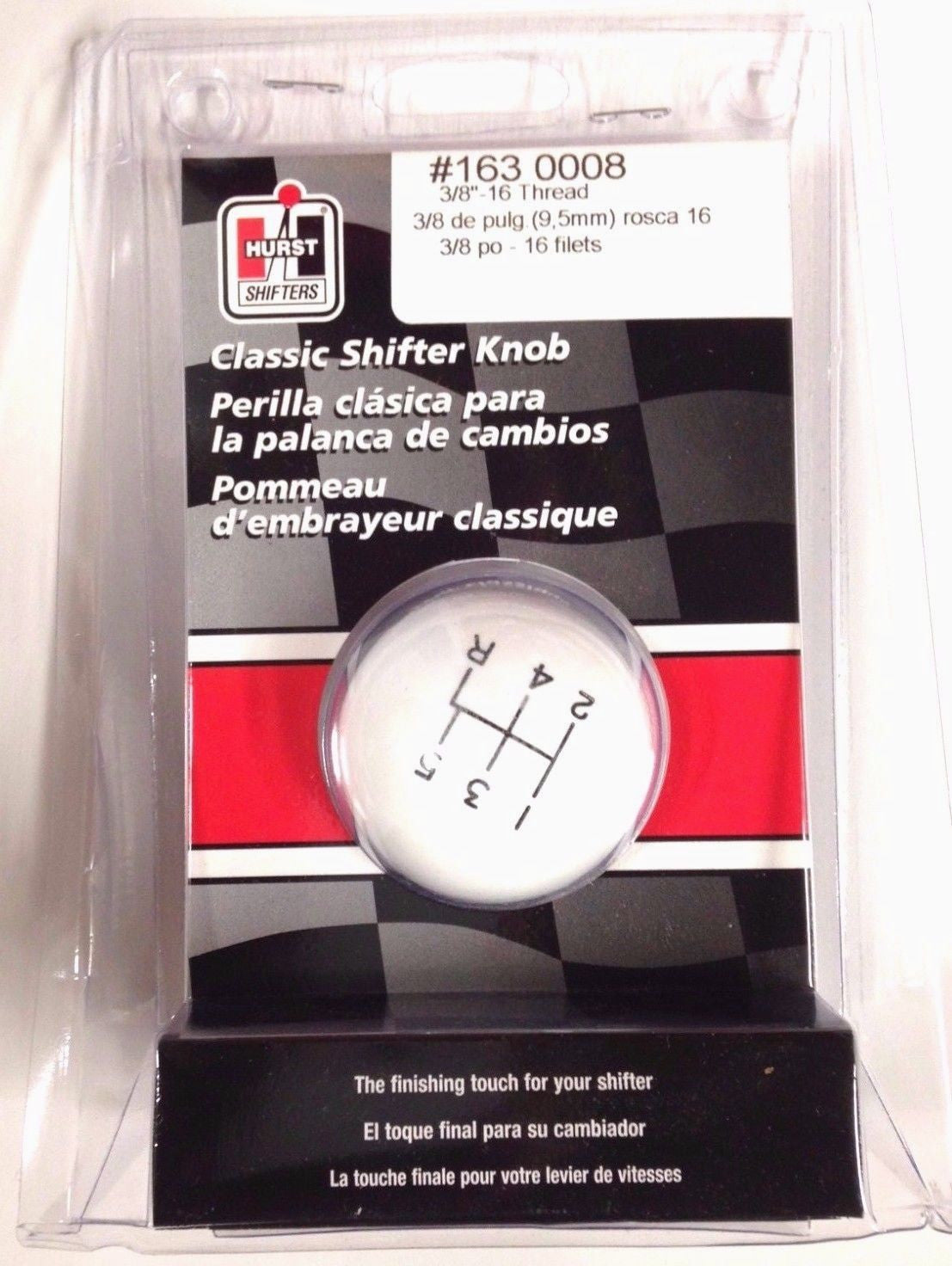 Hurst 1630008 White Classic Ball Shifter Knob 5-speed 3/8 - 16 Threads