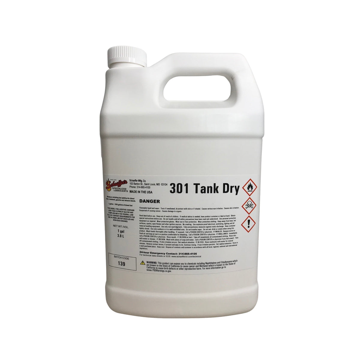 Schaeffers 301 Tank Dry - Moisture Inhibiting Fuel Additive - 1 Gallon