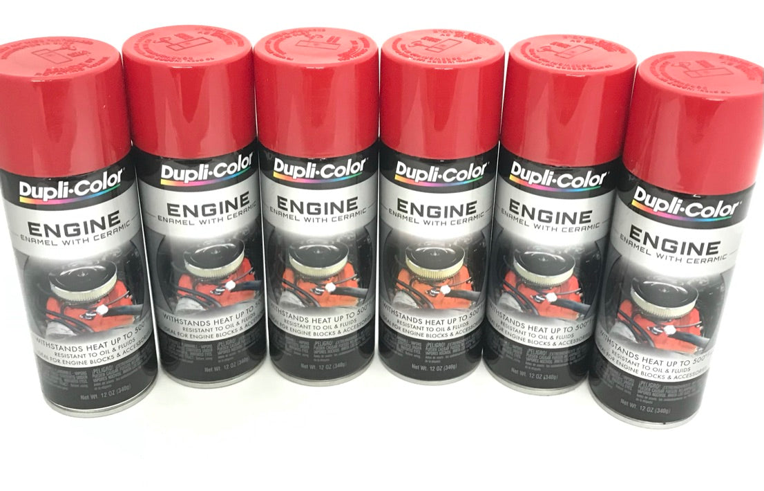 Duplicolor DE1653-6pack Engine Enamel with Ceramic Red color - 12 oz Aerosol Can