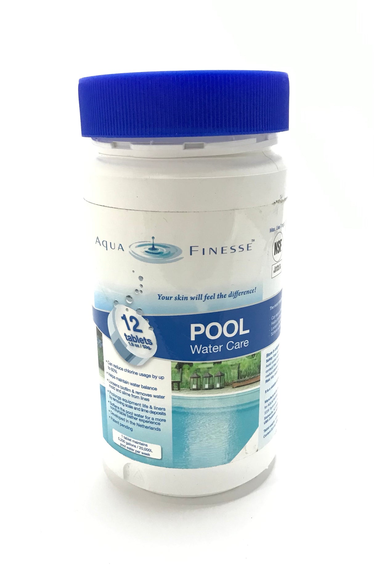 AquaFinesse Pool Water Care Tablets - Loosens Biofilm - Reduce Chlorine Usage - 12 count