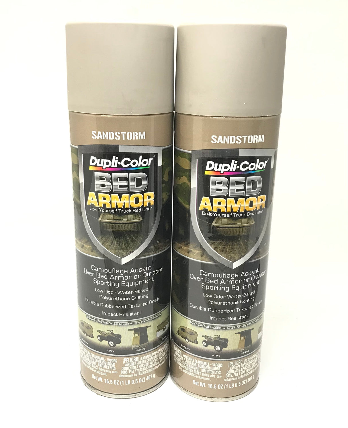 Duplicolor BAA2030-2 PACK Sandstorm Camouflage Bed Armor - Rubberized Textured Finish - Low Odor - Water Based - Durable - 16.5 oz