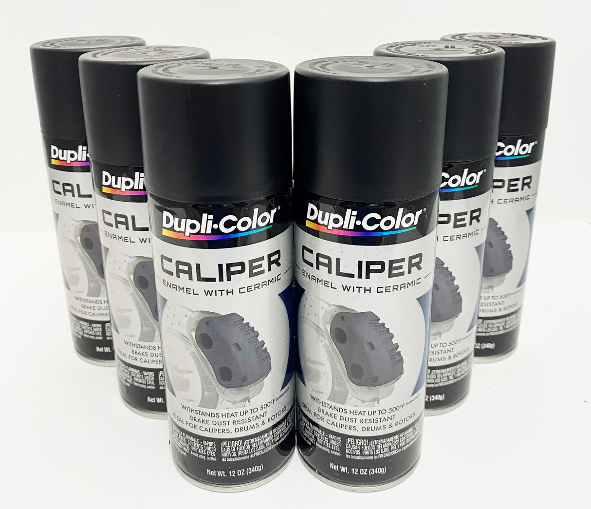 Duplicolor BCP105 - 6 Pack Caliper Spray Paint Matte Black with Ceramic - 12 oz