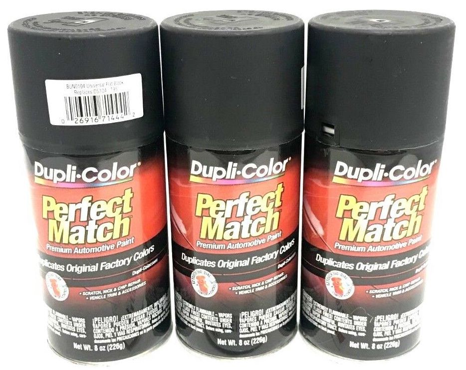 Duplicolor BUN0104-3 PACK Perfect Match Universal Flat Black Paint - 8 oz Aerosol can