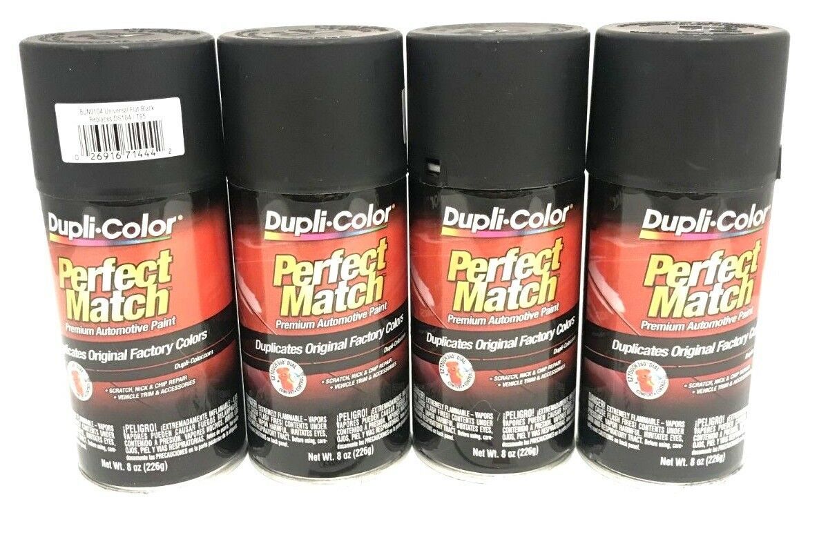 Duplicolor BUN0104-4 PACK Perfect Match Universal Flat Black Paint - 8 oz Aerosol can