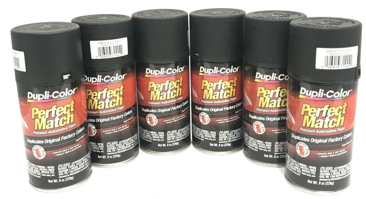 Duplicolor BUN0104-6 PACK Perfect Match Universal Flat Black Paint - 8 oz Aerosol can