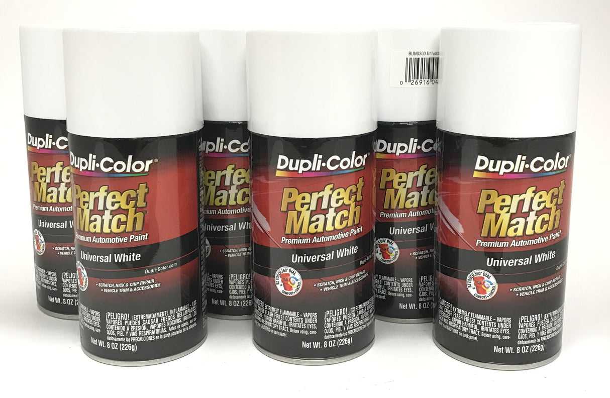 Duplicolor BUN0300-6 PACK Perfect Match Universal White Automotive Paint - 8oz