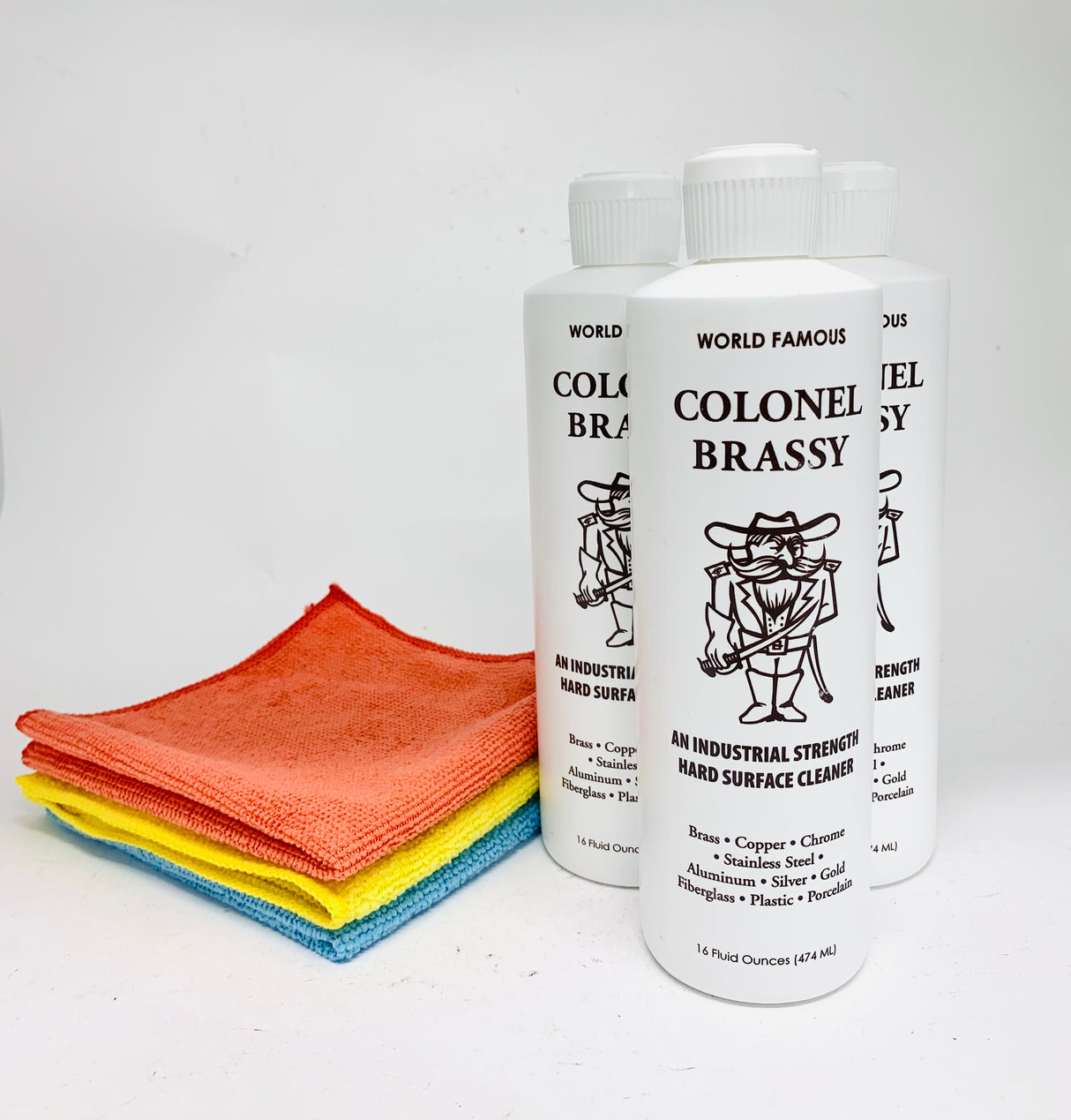 Colonel Brassy - Hard Surface Cleaner/Polish - 3 PACK 16oz + 3 microfiber  cloth